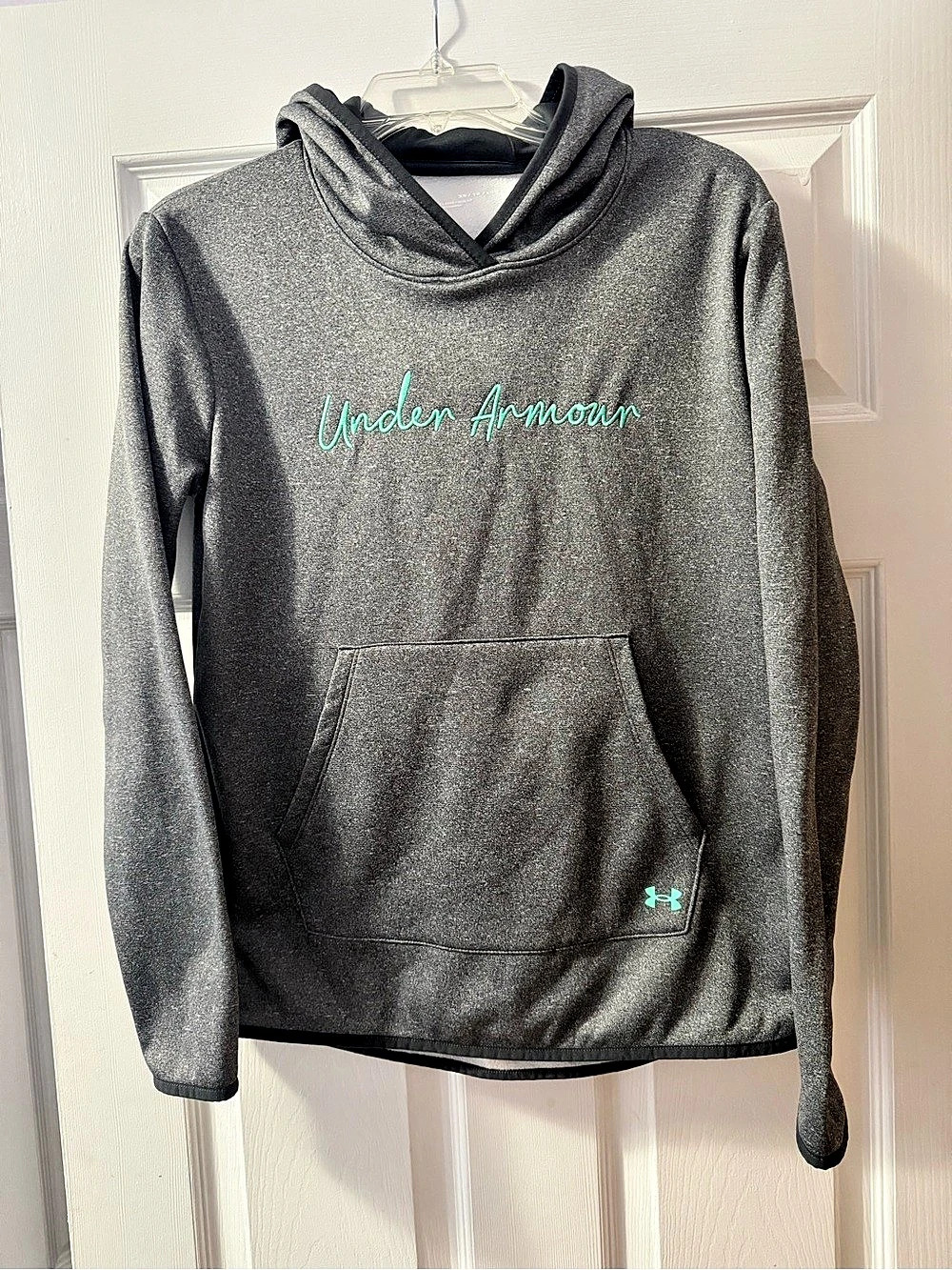 Under Armour Script Logo Fleece Pullover Hoodie Gray